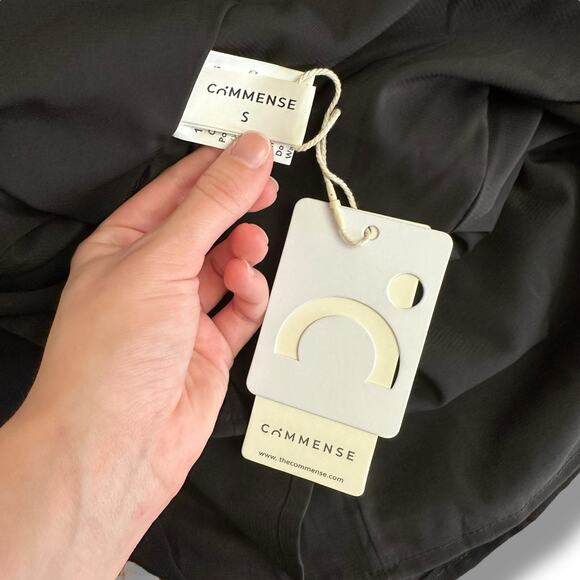 Commense Women’s Small Black Asymmetrical Cowl Neck Midi Dress NWT Evening Party - Picture 2 of 8